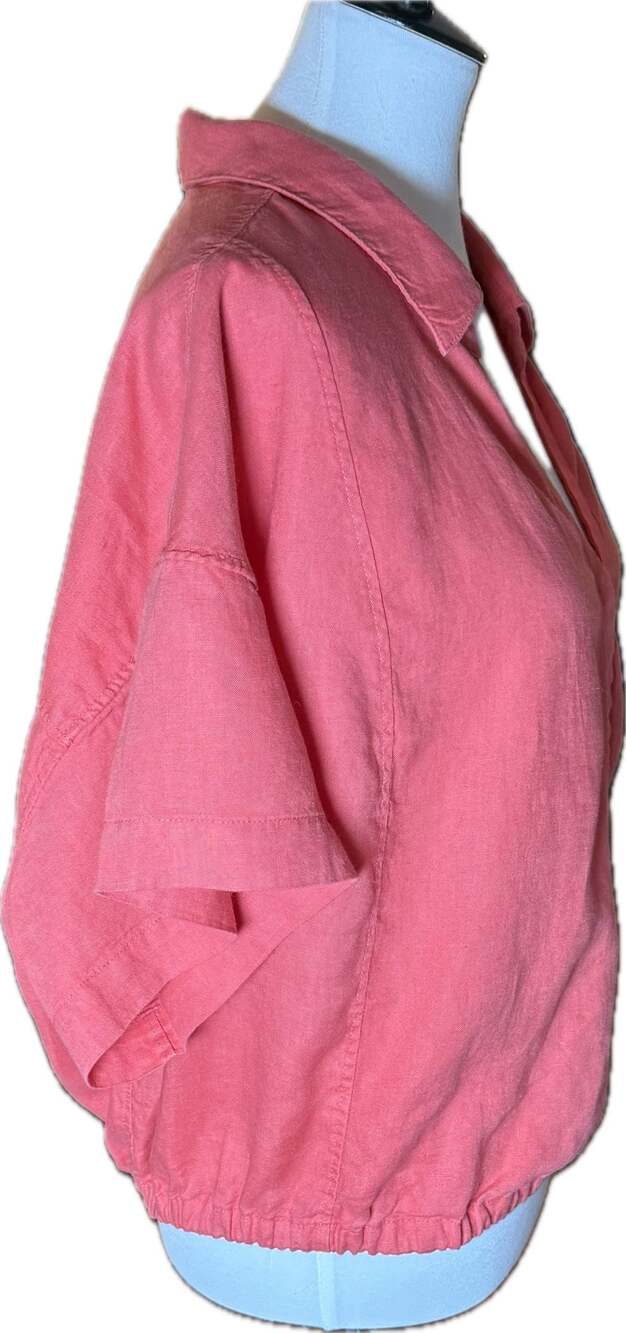 Athleta Playa Linen Short Sleeve Tie Hem Wrap Top Coral 3X - Picture 5 of 7